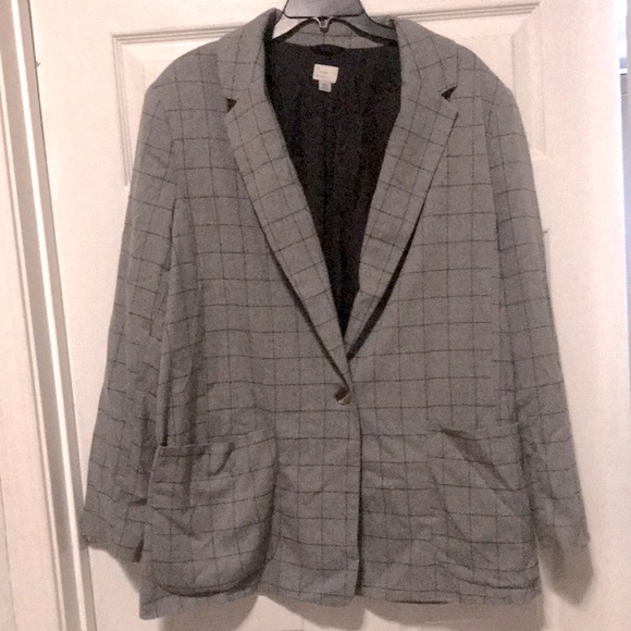 a•new day woman’s blazer gray striped sizeXL one button two pockets oversized - Picture 7 of 8